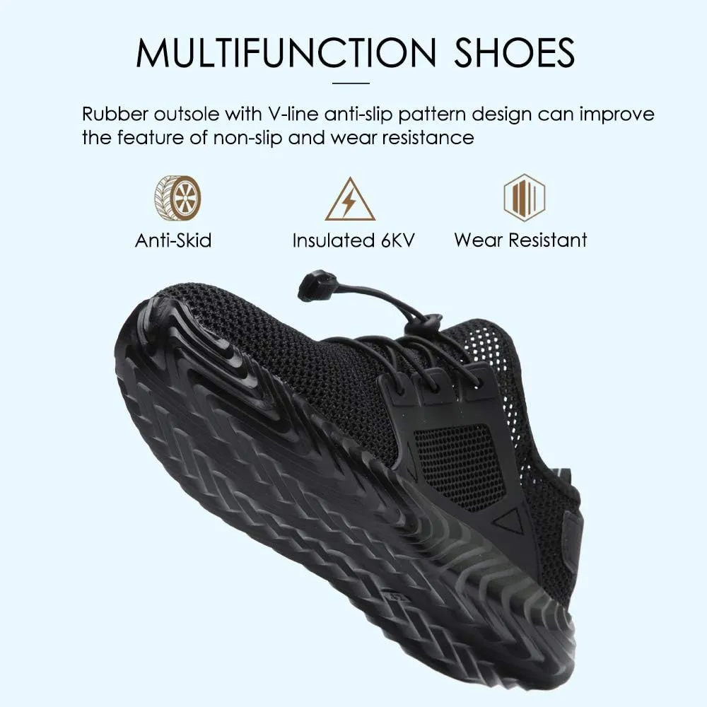 KINOW Men Steel Toe Safety Work Shoes Slip Resistant Construction Sneakers for Women