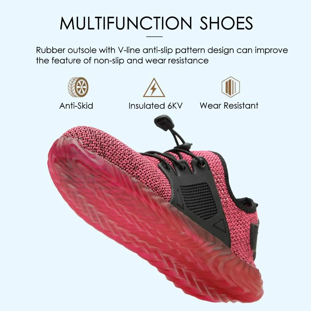 KINOW Men Steel Toe Safety Work Shoes Slip Resistant Construction Sneakers for Women