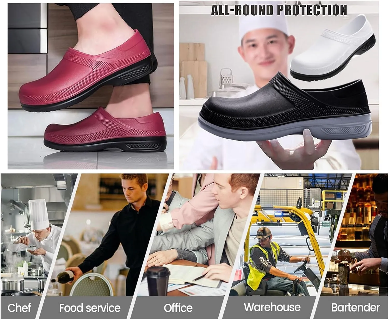 Kitchen Work Shoes, Plus Size Comfort Kitchen Chef Oil Resistant Slip Resistant Service Shoes for Men, Fashion Waterproof Restaurant Ideal Work Boots, for Chef, Hospital