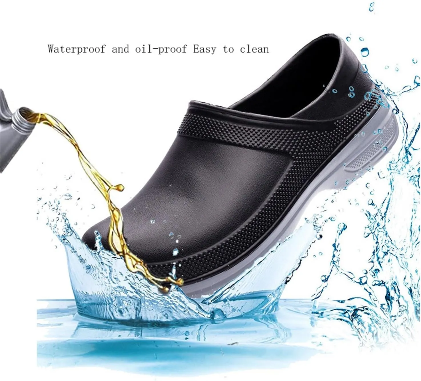 Kitchen Work Shoes, Plus Size Comfort Kitchen Chef Oil Resistant Slip Resistant Service Shoes for Men, Fashion Waterproof Restaurant Ideal Work Boots, for Chef, Hospital