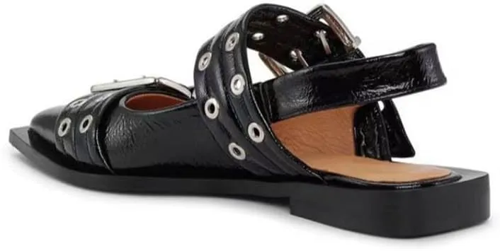 KOKOMOMO Women's Slingback Ballet Flats Goth Buckled Mary Jane Flats Pointed Closed Toe Women Footwear Non-Slip Rubber Sole Women Sandals Dress Shoes