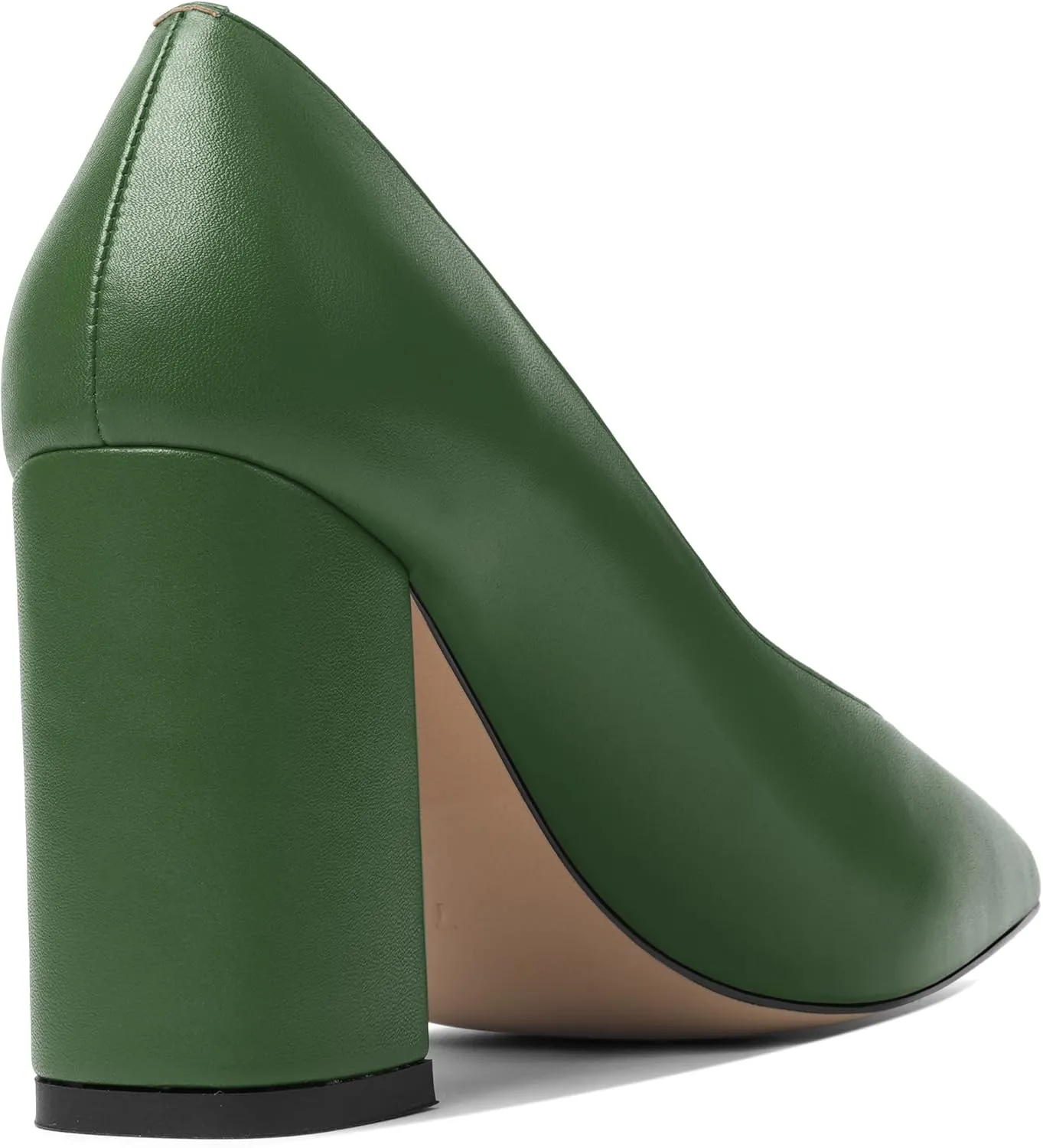 KUOARN Womens Matte Solid Square Toe Work Slip On Fashion Block High Heel Pumps Shoes 3.3 Inch