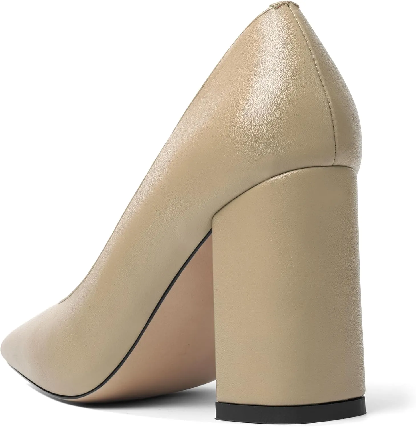 KUOARN Womens Matte Solid Square Toe Work Slip On Fashion Block High Heel Pumps Shoes 3.3 Inch