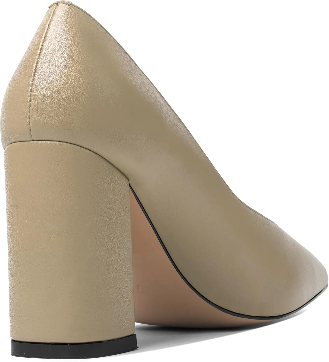 KUOARN Womens Matte Solid Square Toe Work Slip On Fashion Block High Heel Pumps Shoes 3.3 Inch