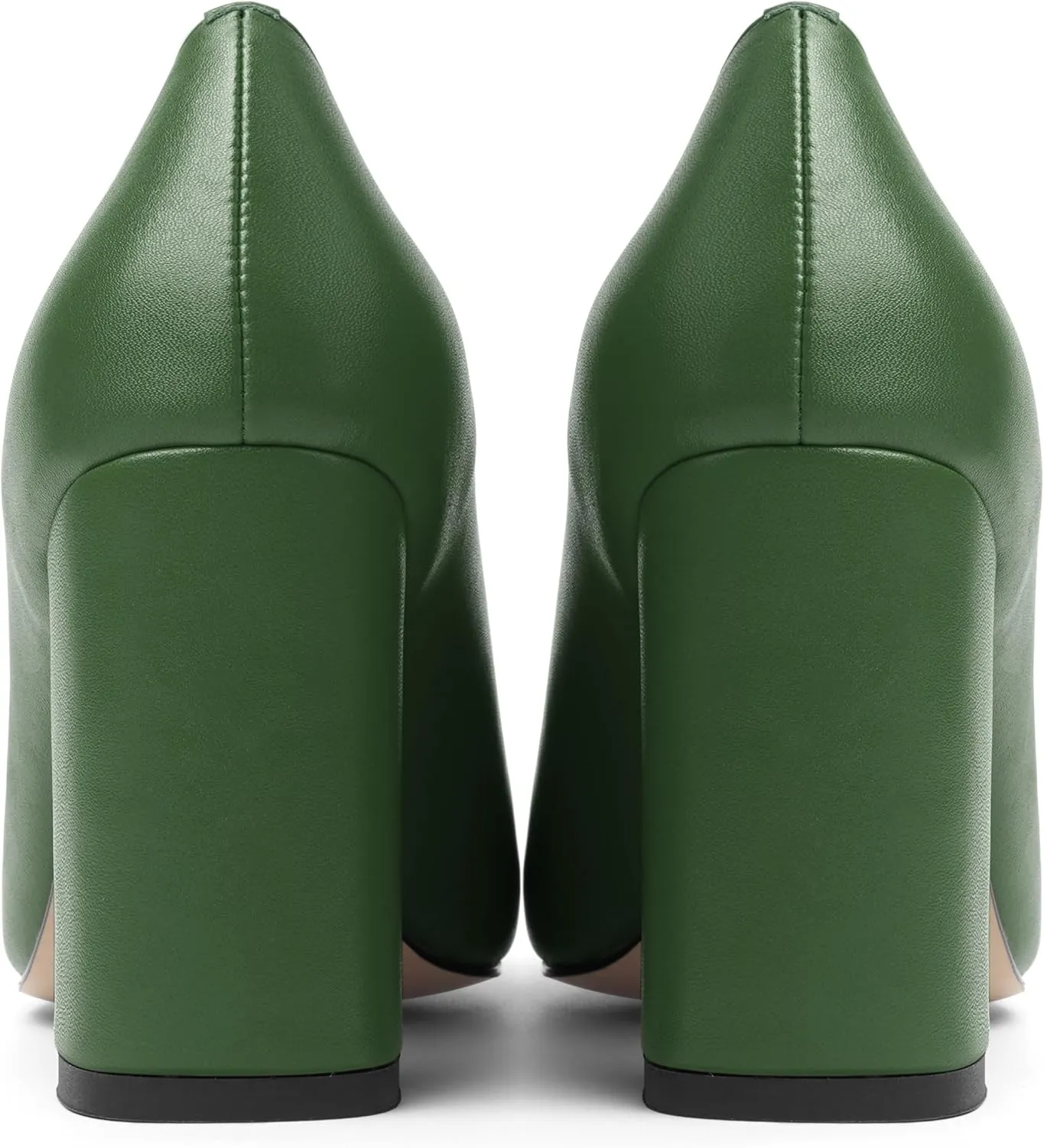 KUOARN Womens Matte Solid Square Toe Work Slip On Fashion Block High Heel Pumps Shoes 3.3 Inch