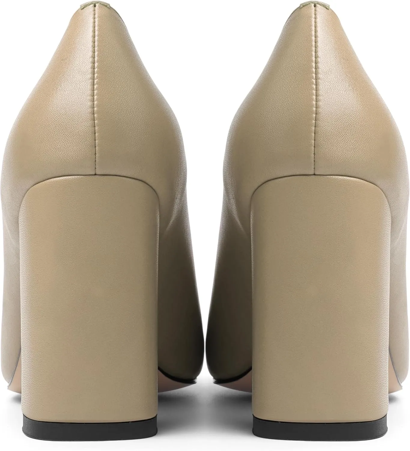 KUOARN Womens Matte Solid Square Toe Work Slip On Fashion Block High Heel Pumps Shoes 3.3 Inch