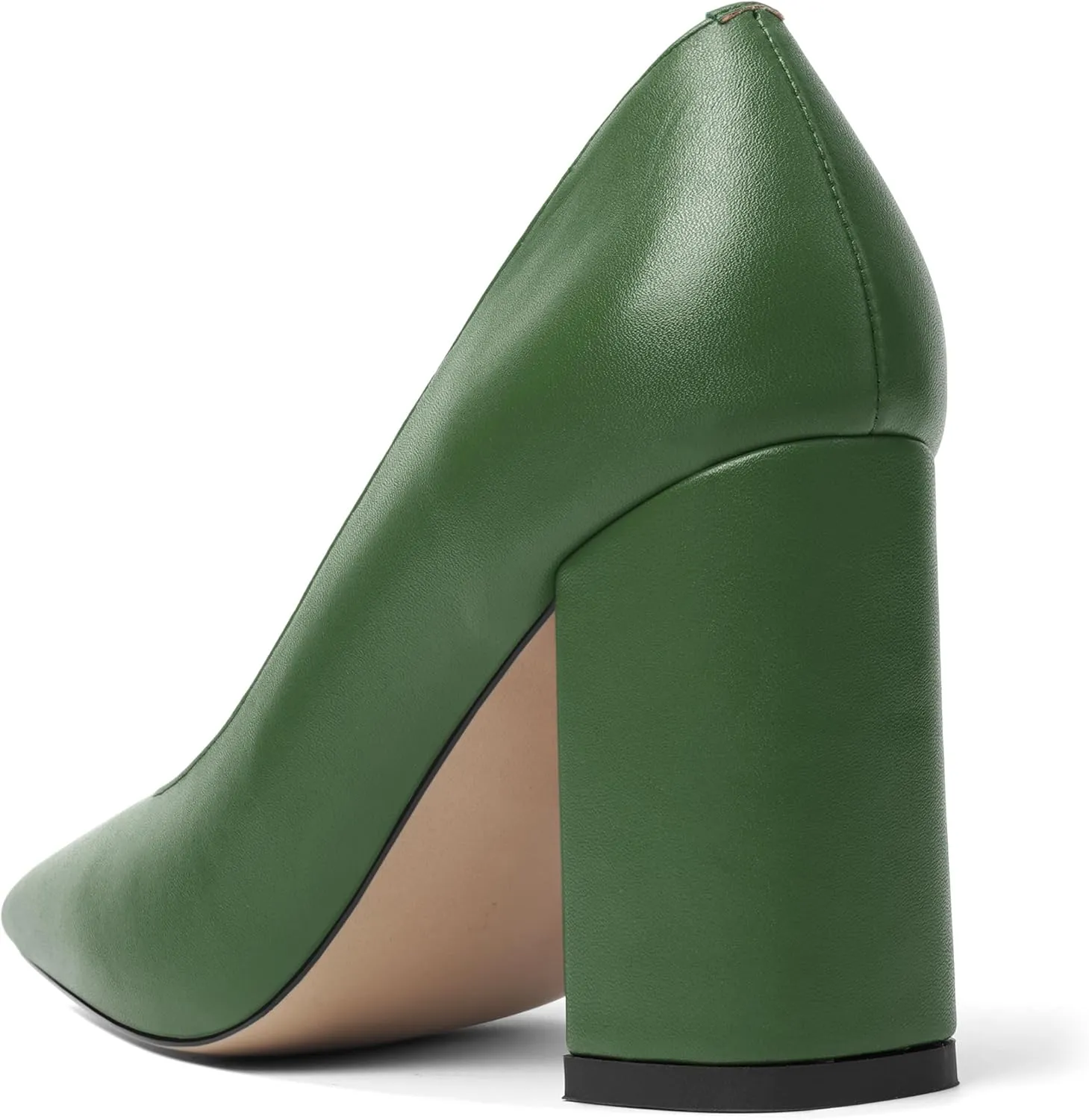KUOARN Womens Matte Solid Square Toe Work Slip On Fashion Block High Heel Pumps Shoes 3.3 Inch