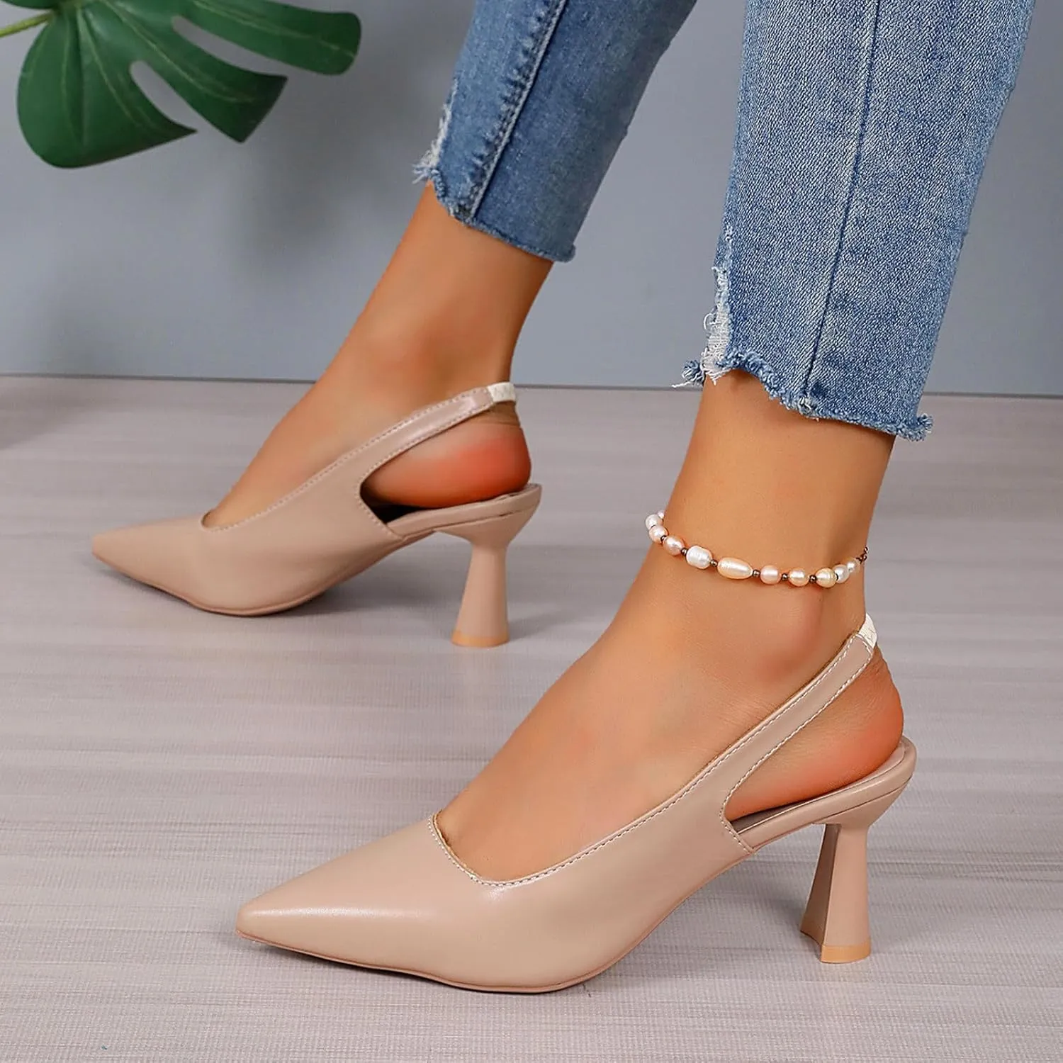 Ladies Simple Solid Colour Pointed Fine Heeled Sandals High Heeled Shoes Large Size Heel Spur Shoes Women Sandals