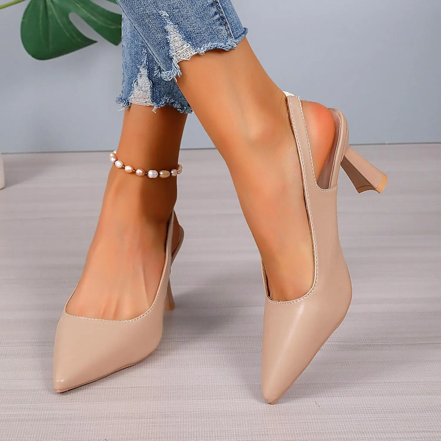 Ladies Simple Solid Colour Pointed Fine Heeled Sandals High Heeled Shoes Large Size Heel Spur Shoes Women Sandals