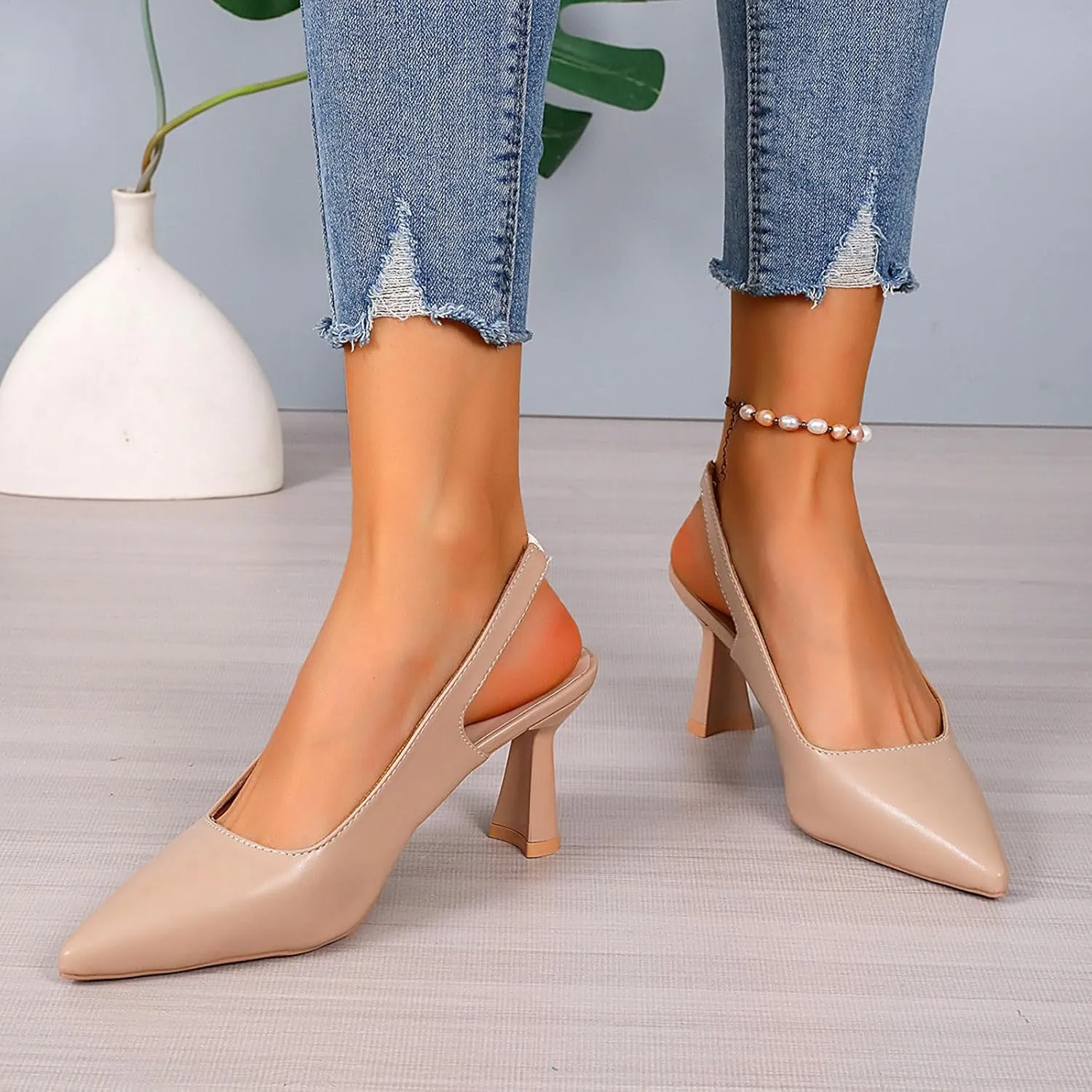 Ladies Simple Solid Colour Pointed Fine Heeled Sandals High Heeled Shoes Large Size Heel Spur Shoes Women Sandals