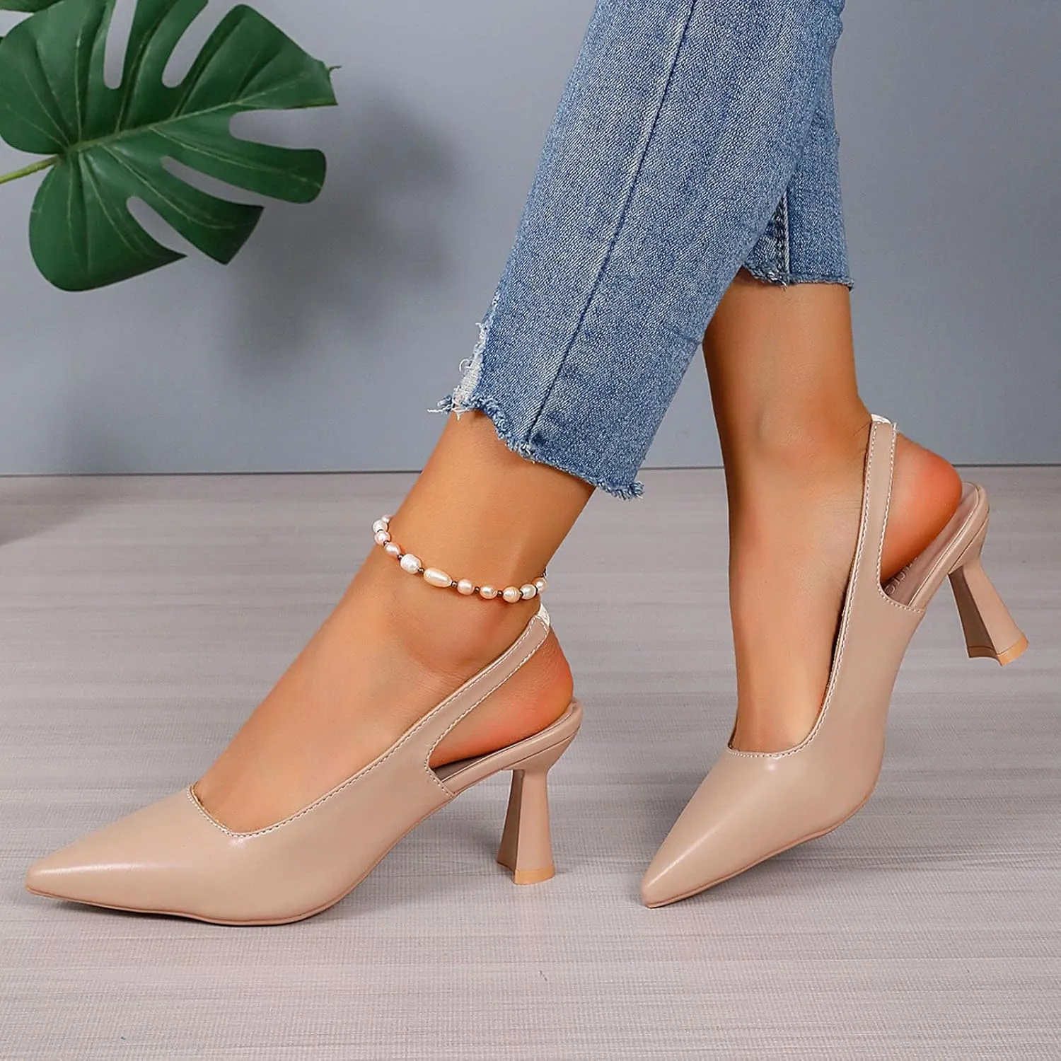 Ladies Simple Solid Colour Pointed Fine Heeled Sandals High Heeled Shoes Large Size Heel Spur Shoes Women Sandals