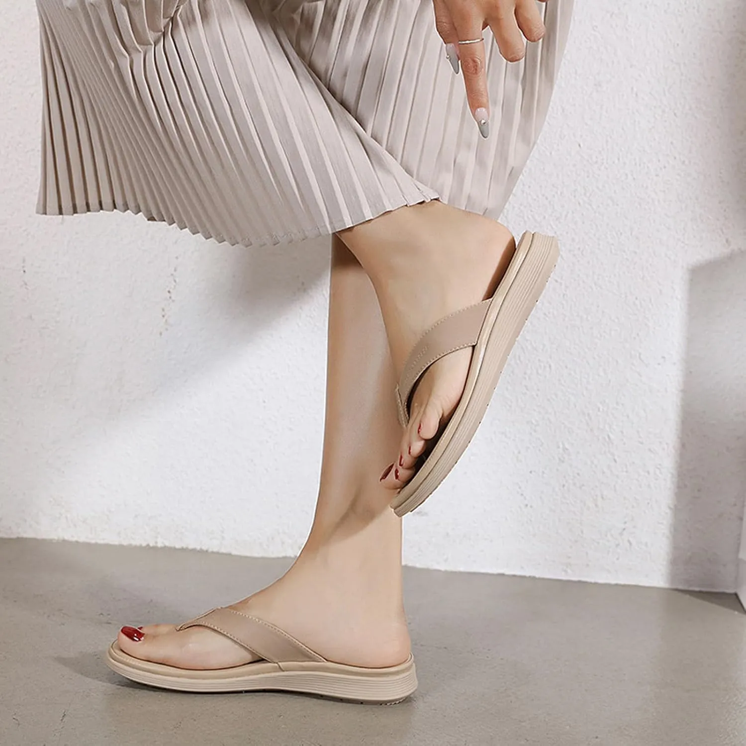 Ladies Summer Casual Solid Colour Thick Bottom Beach Large Size Slope Heel Sandal Clear Sandals for Women Flat Summer