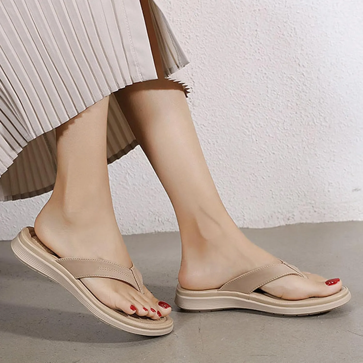 Ladies Summer Casual Solid Colour Thick Bottom Beach Large Size Slope Heel Sandal Clear Sandals for Women Flat Summer