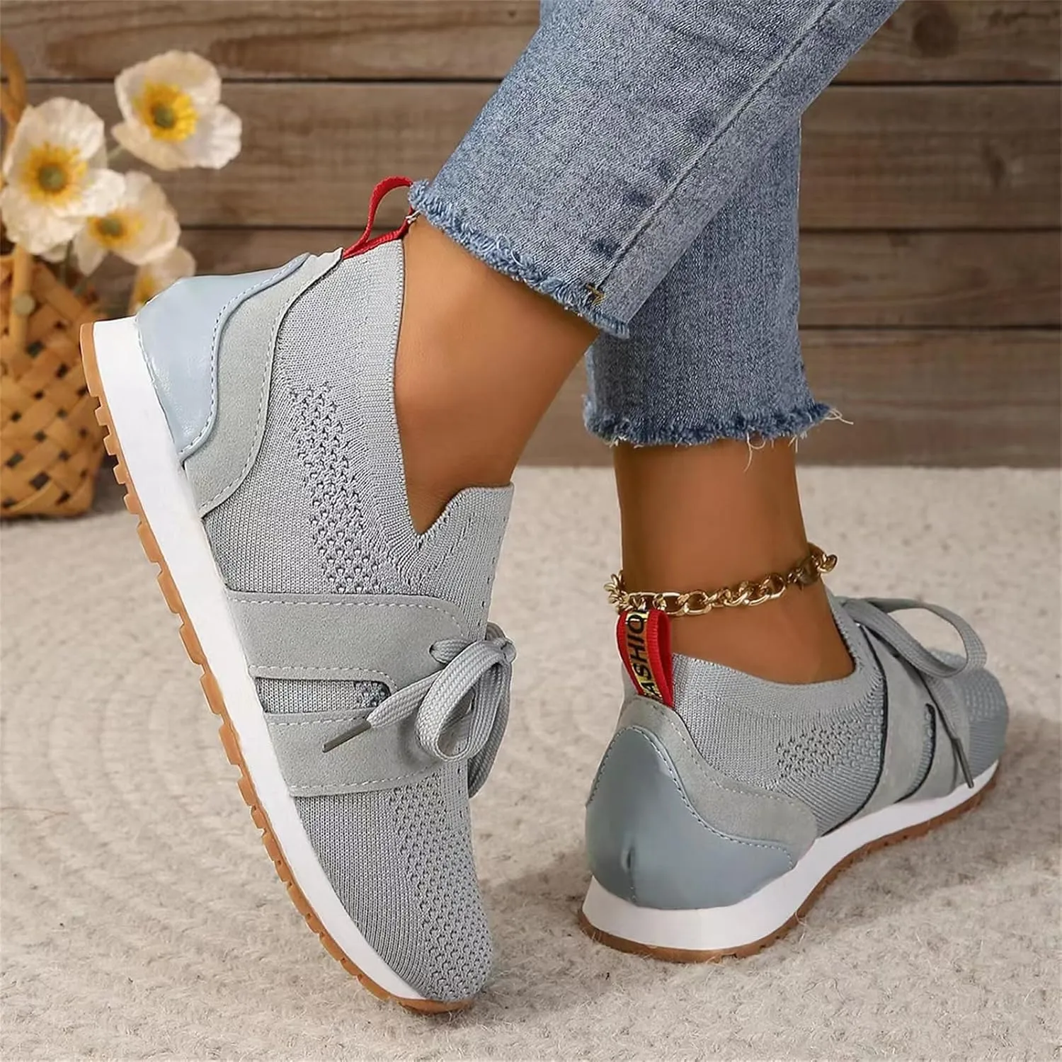 Ladmiple Running Shoes For Women Slip On Walking Shoes Lightweight Casual Non Slip Athletic Gym Comfort Fashion Sneakers