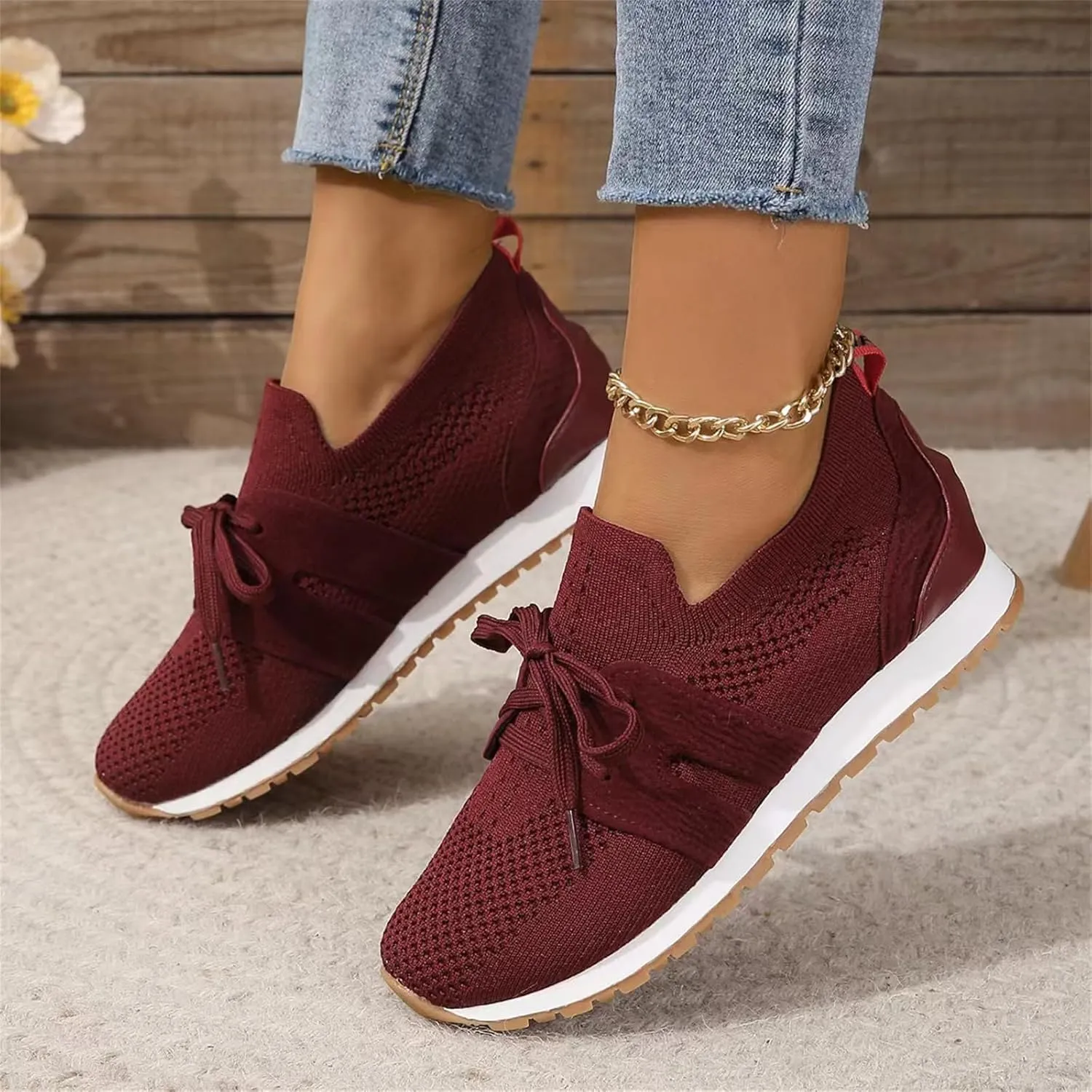 Ladmiple Running Shoes For Women Slip On Walking Shoes Lightweight Casual Non Slip Athletic Gym Comfort Fashion Sneakers