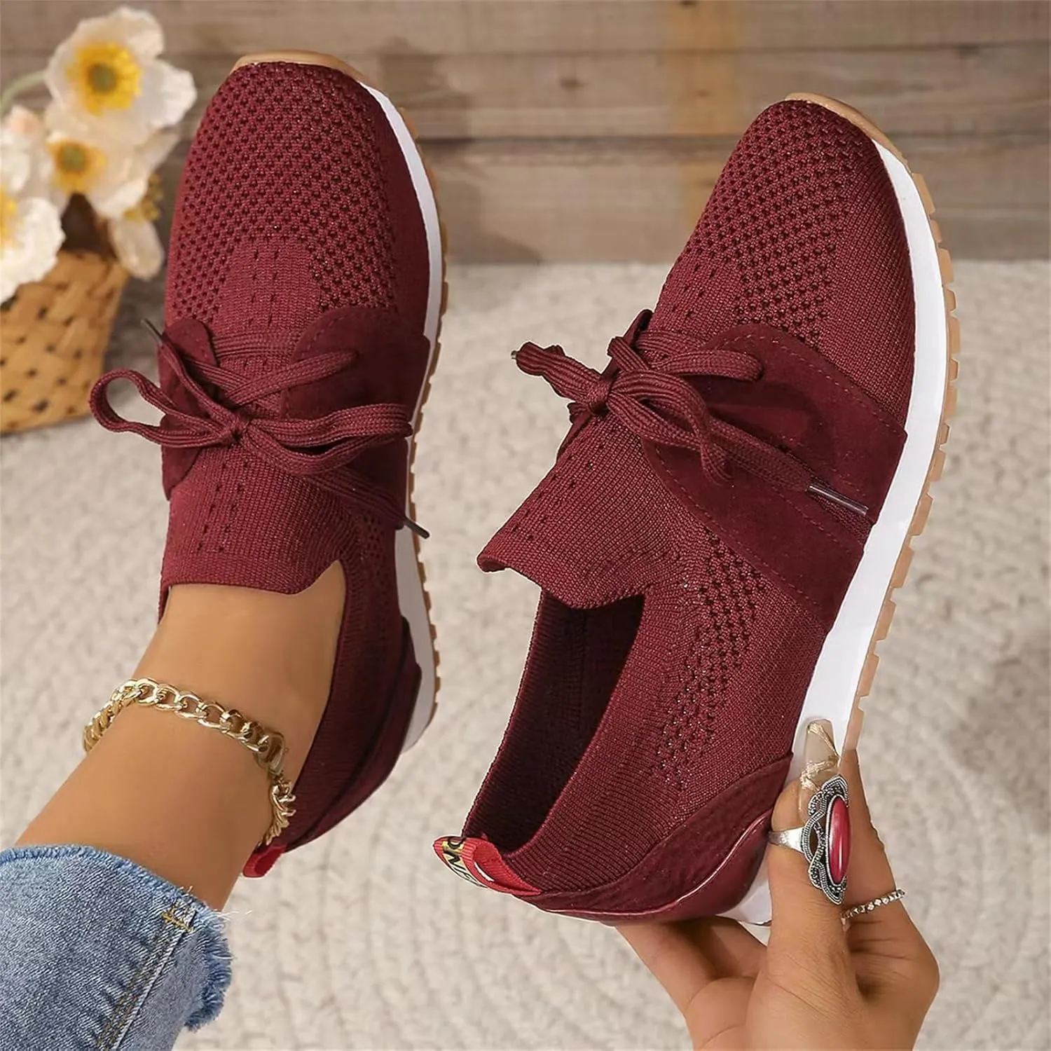 Ladmiple Running Shoes For Women Slip On Walking Shoes Lightweight Casual Non Slip Athletic Gym Comfort Fashion Sneakers