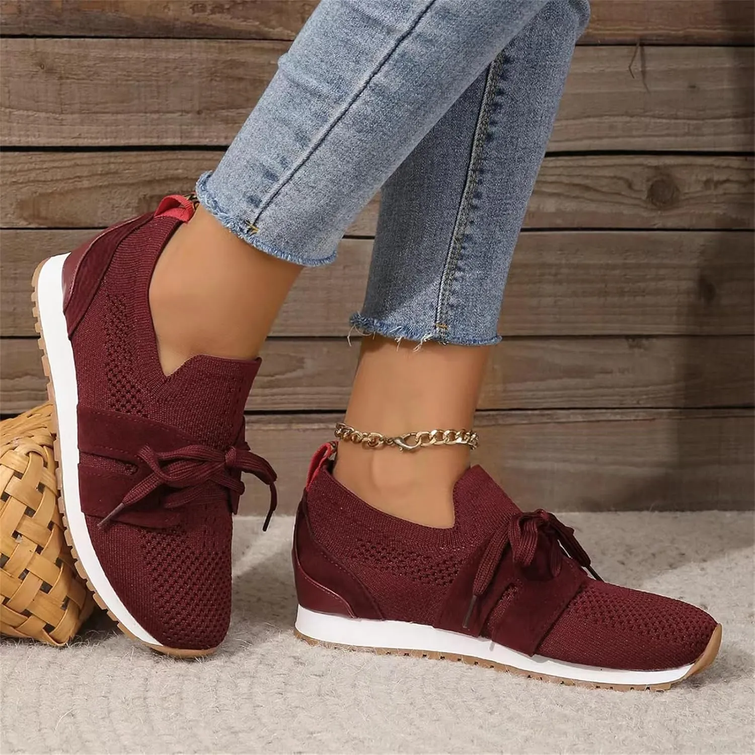 Ladmiple Running Shoes For Women Slip On Walking Shoes Lightweight Casual Non Slip Athletic Gym Comfort Fashion Sneakers