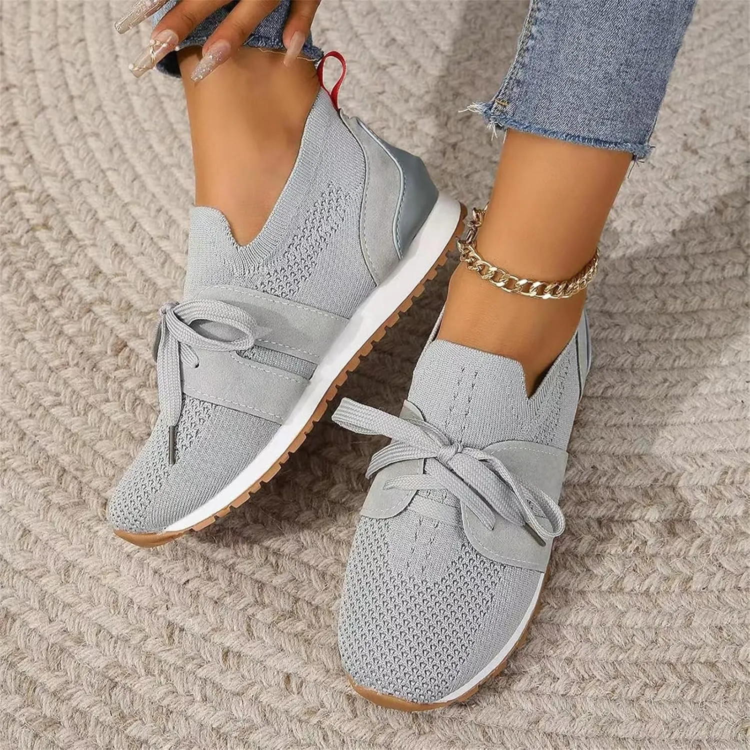 Ladmiple Running Shoes For Women Slip On Walking Shoes Lightweight Casual Non Slip Athletic Gym Comfort Fashion Sneakers