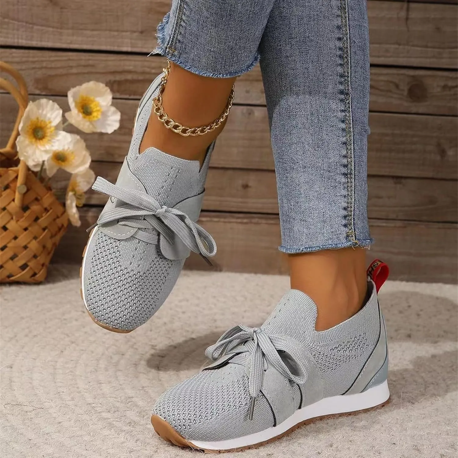Ladmiple Running Shoes For Women Slip On Walking Shoes Lightweight Casual Non Slip Athletic Gym Comfort Fashion Sneakers