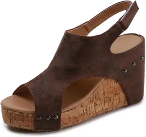 Ladmiple Sandals For Women 2024 Comfortable Wedge Flatform Platform Sandals Open Toe Ankle Strap Slip on Summer Dress Shoes