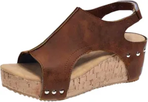 Ladmiple Sandals For Women 2024 Comfortable Wedge Platform Sandals Ankle Strap Open Toe Slip on Casual Summer Dress Shoes