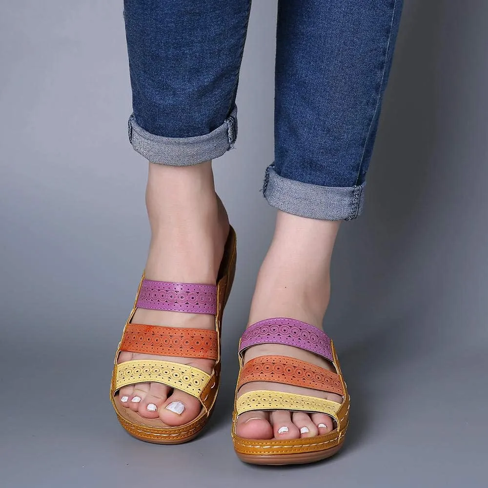Ladmiple Sandals for Women Casual Summer 2023 Comfy Orthopedic Sandals with Arch Support Slippers Roman Open Toe Shoes