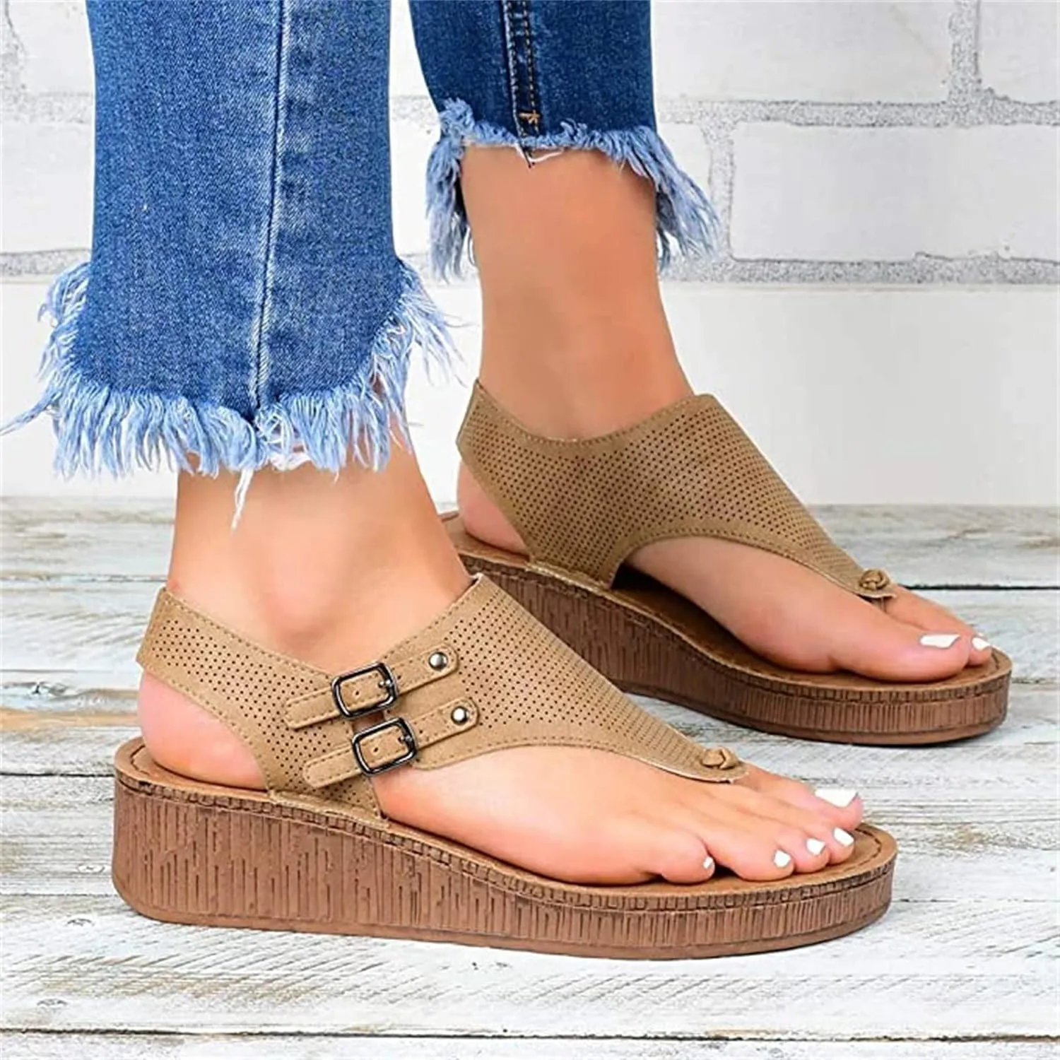 Ladmiple Sandals for Women Comfy Fashion Flip Flops Platform Sandal Casual Beach Clip Toe Slipppers Shoes Dressy Summer