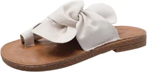 Ladmiple Sandals for Women Dressy Summer,Women's Cute Bow Knot Beach Flip Flops Flats Comfy Casual Platform Shoes Sandal