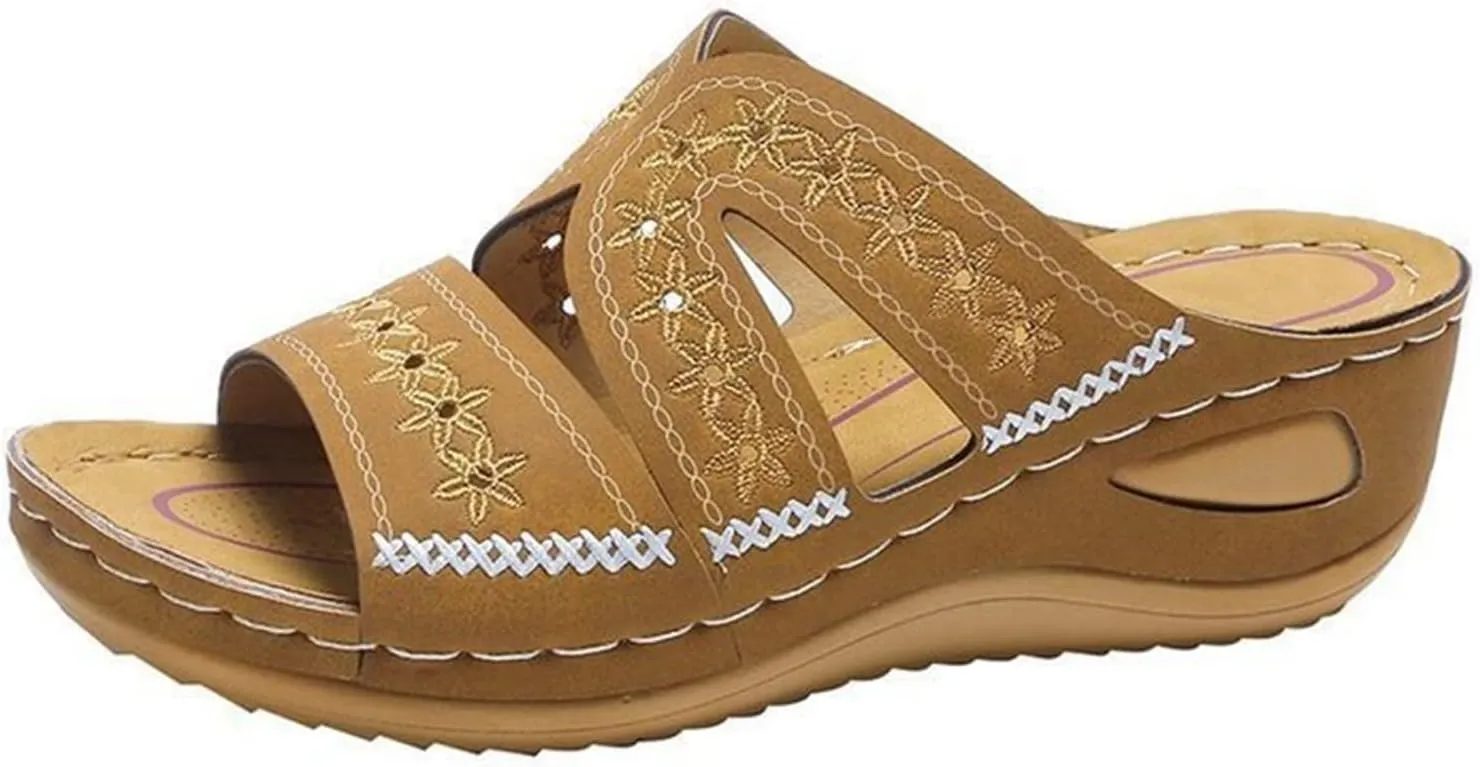 Ladmiple Sandals Women Comfortable Arch Support Orthotic Flips Flops Orthopedic Slides Plantar Fasciitis for Flat feet