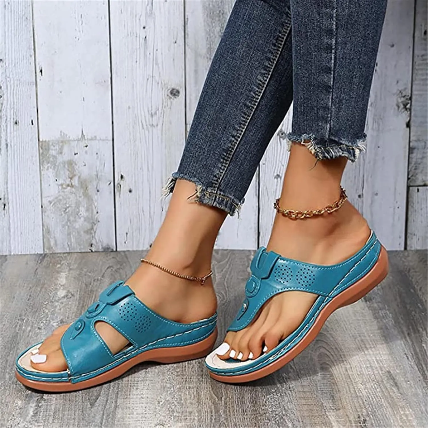 Ladmiple Sandals Women Fashion Flat Orthopedic Flip Flops Arch Support Soft Summer Dressy Comfortable Orthotic Slides 2024