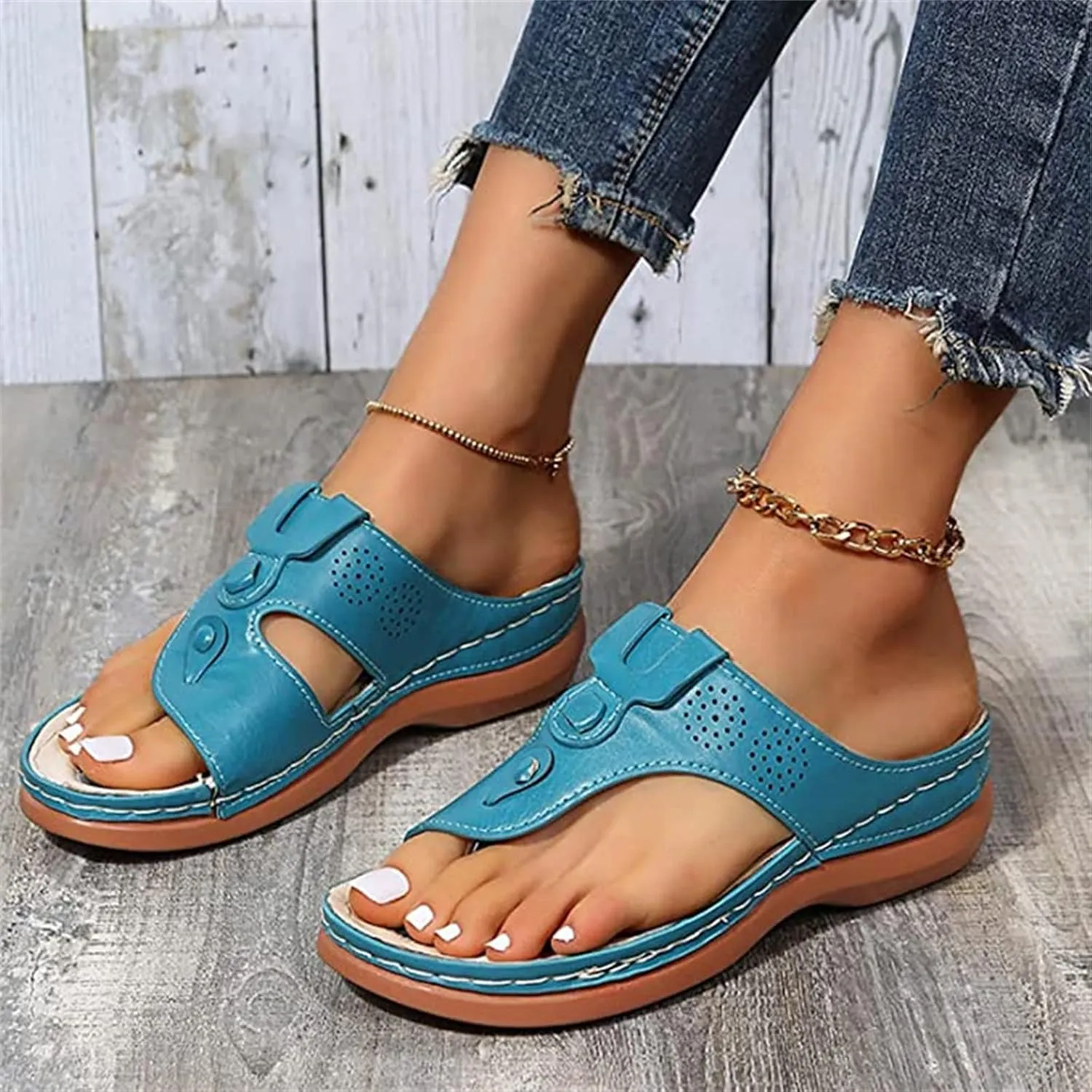 Ladmiple Sandals Women Fashion Flat Orthopedic Flip Flops Arch Support Soft Summer Dressy Comfortable Orthotic Slides 2024