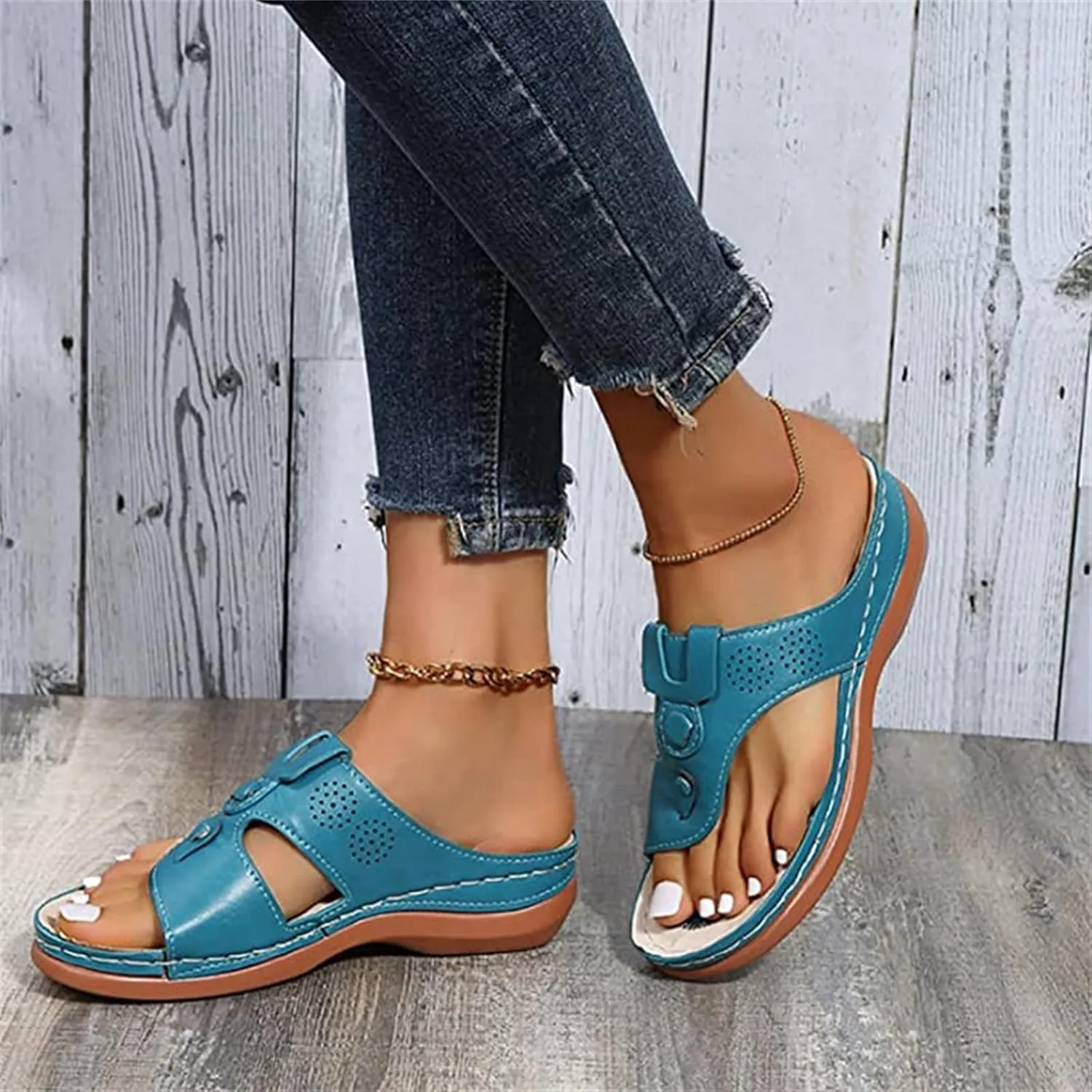 Ladmiple Sandals Women Fashion Flat Orthopedic Flip Flops Arch Support Soft Summer Dressy Comfortable Orthotic Slides 2024
