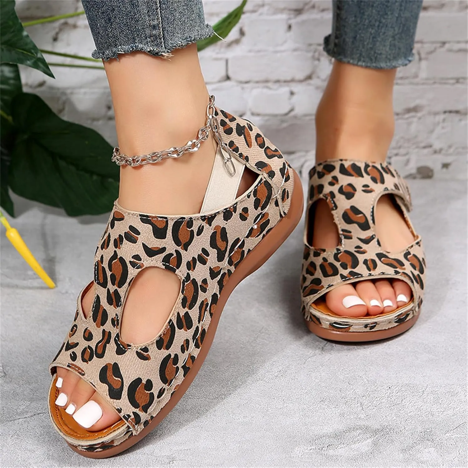 Ladmiple Sandals Women Fashion Flat Orthotic Flip Flops Comfortable Walking Arch Support Dressy Summer Cute Orthopedic Slides