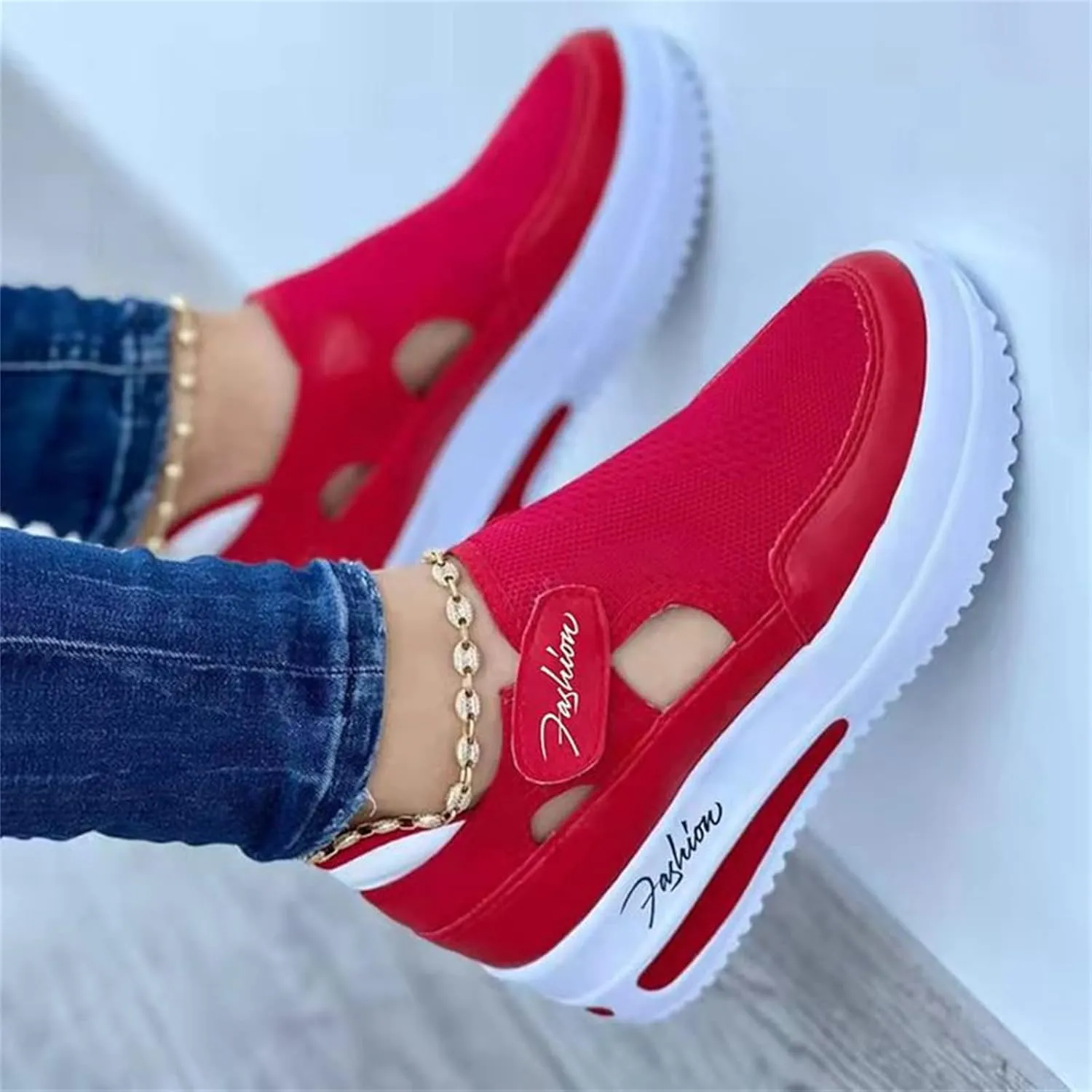 Ladmiple Sneakers For Women Walking Shoes Comfortable Casual Lace Up Dressy Summer Fashion Slip On Platform Flats Loafer