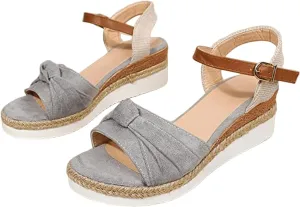 Ladmiple Summer Sandals for Women 2023 Dressy Espadrilles Wedge Shoes Open Toe Wedges Casual Travel Comfy Slip On Sandal