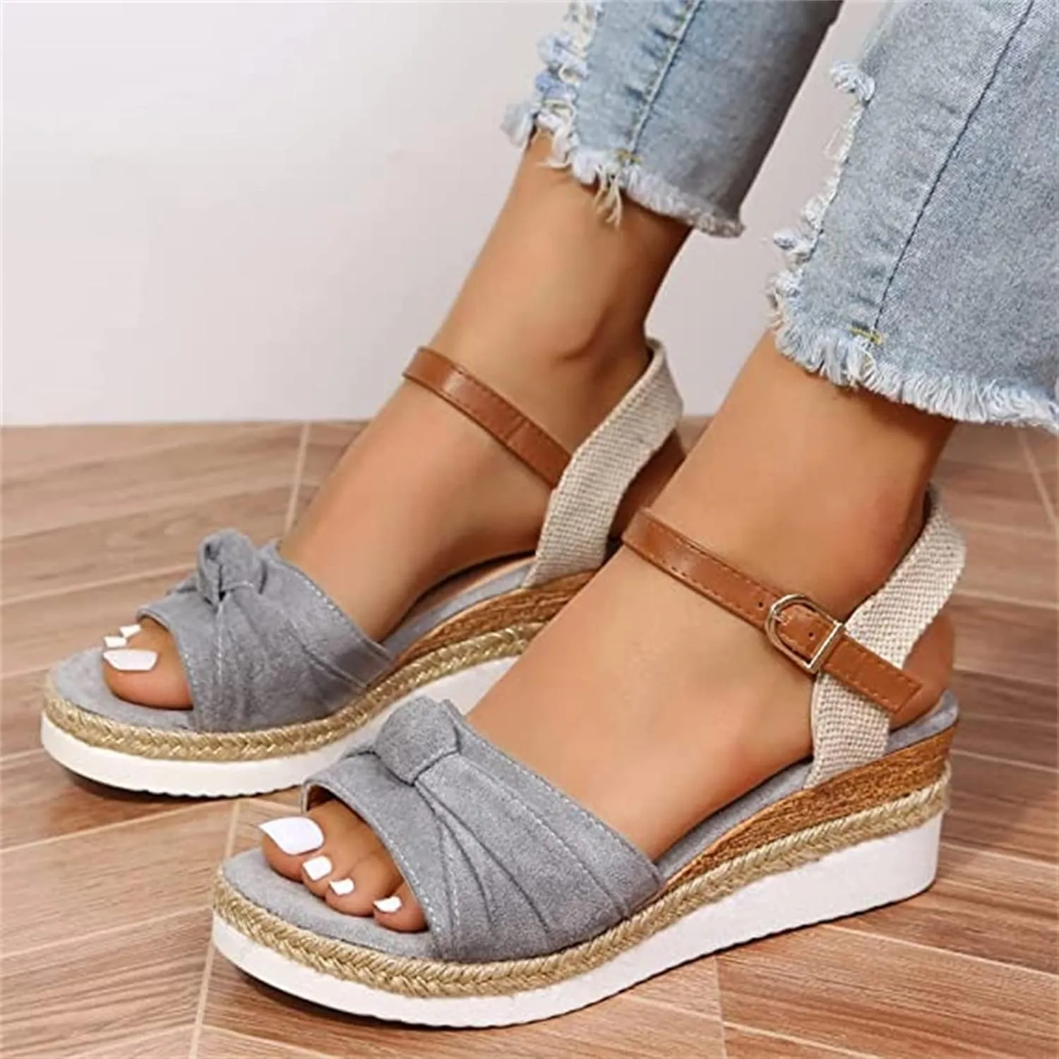 Ladmiple Summer Sandals for Women 2023 Dressy Espadrilles Wedge Shoes Open Toe Wedges Casual Travel Comfy Slip On Sandal