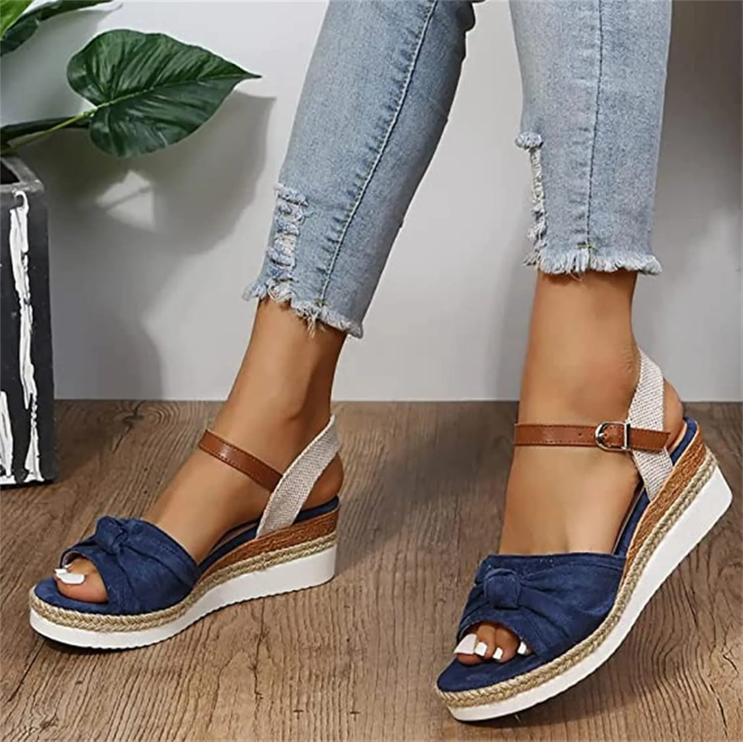 Ladmiple Summer Sandals for Women 2023 Dressy Espadrilles Wedge Shoes Open Toe Wedges Casual Travel Comfy Slip On Sandal