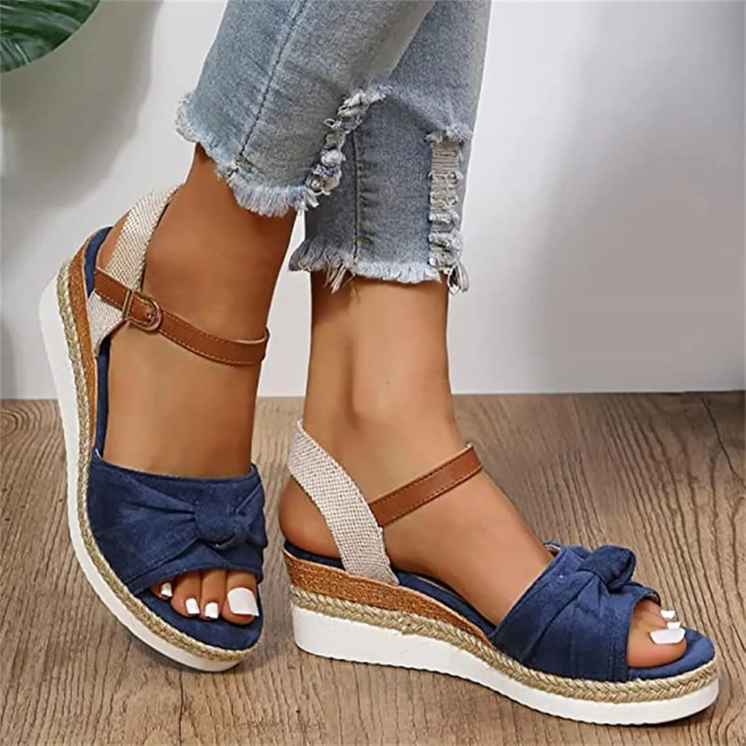Ladmiple Summer Sandals for Women 2023 Dressy Espadrilles Wedge Shoes Open Toe Wedges Casual Travel Comfy Slip On Sandal