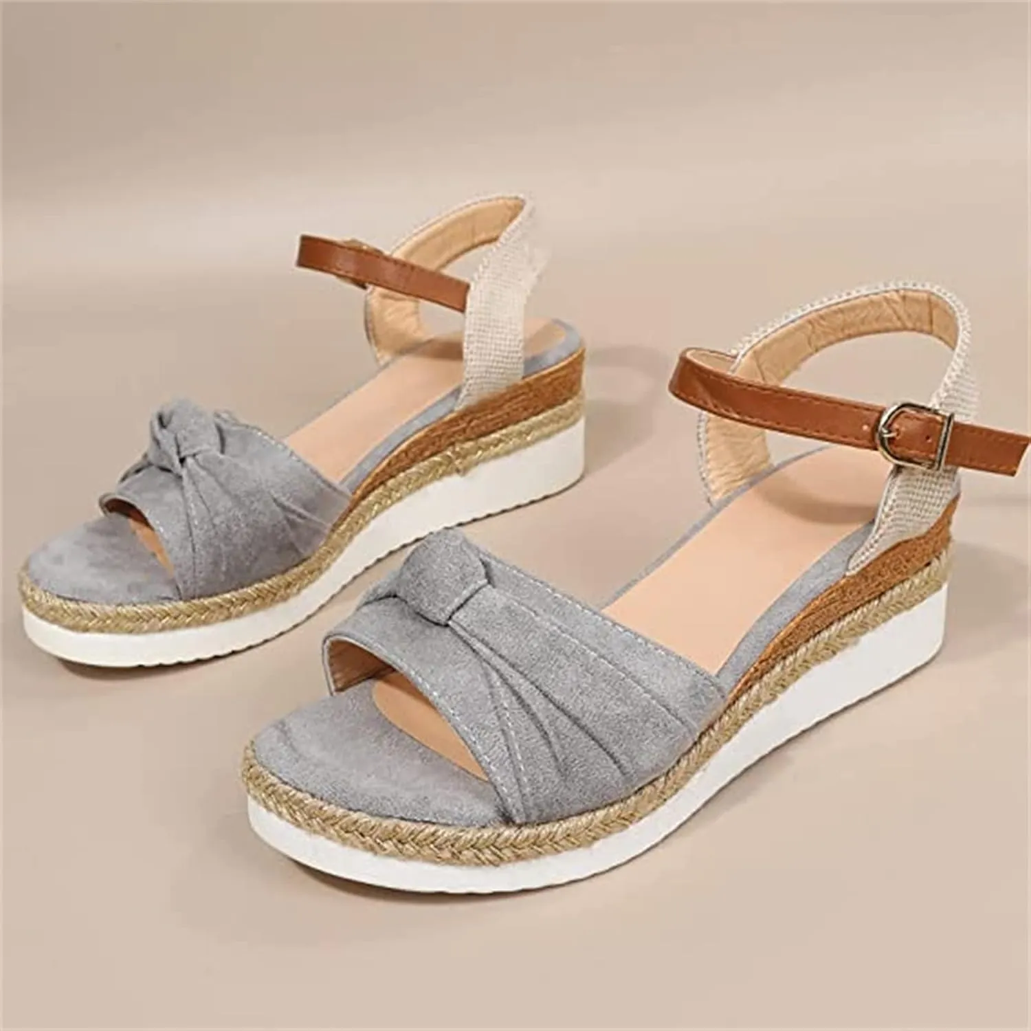 Ladmiple Summer Sandals for Women 2023 Dressy Espadrilles Wedge Shoes Open Toe Wedges Casual Travel Comfy Slip On Sandal