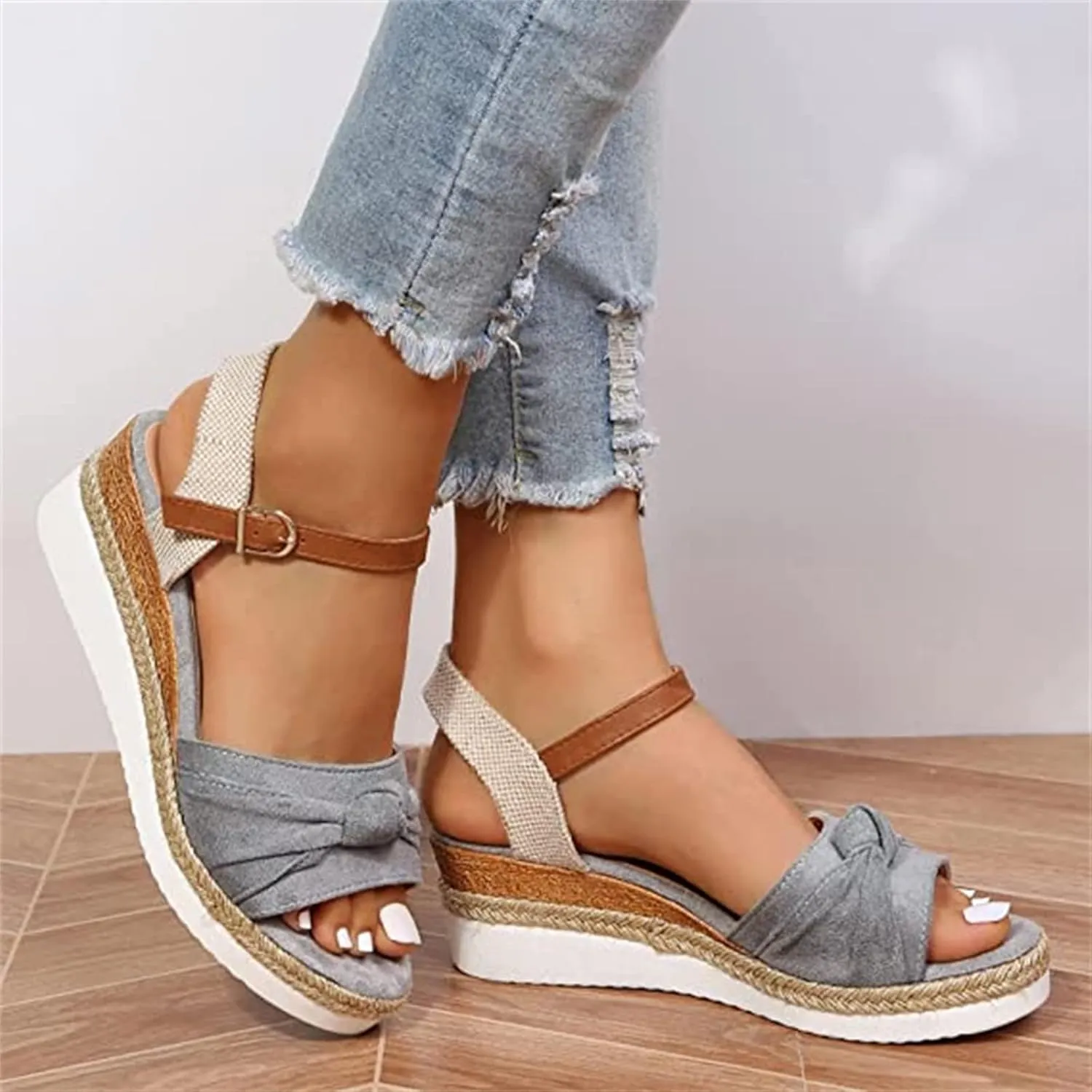 Ladmiple Summer Sandals for Women 2023 Dressy Espadrilles Wedge Shoes Open Toe Wedges Casual Travel Comfy Slip On Sandal