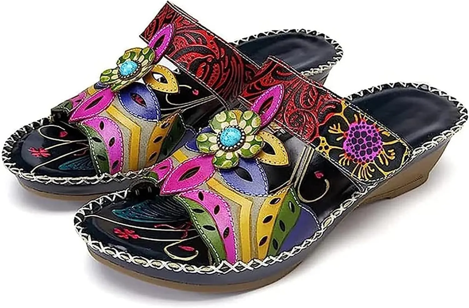 Ladmiple Summer Sandals for Women 2023 Wedge Slides Sandal Breathable Open Toe Dressy Comfort Slip On Orthopedic Sandals