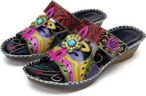 Ladmiple Summer Sandals for Women 2023 Wedge Slides Sandal Breathable Open Toe Dressy Comfort Slip On Orthopedic Sandals