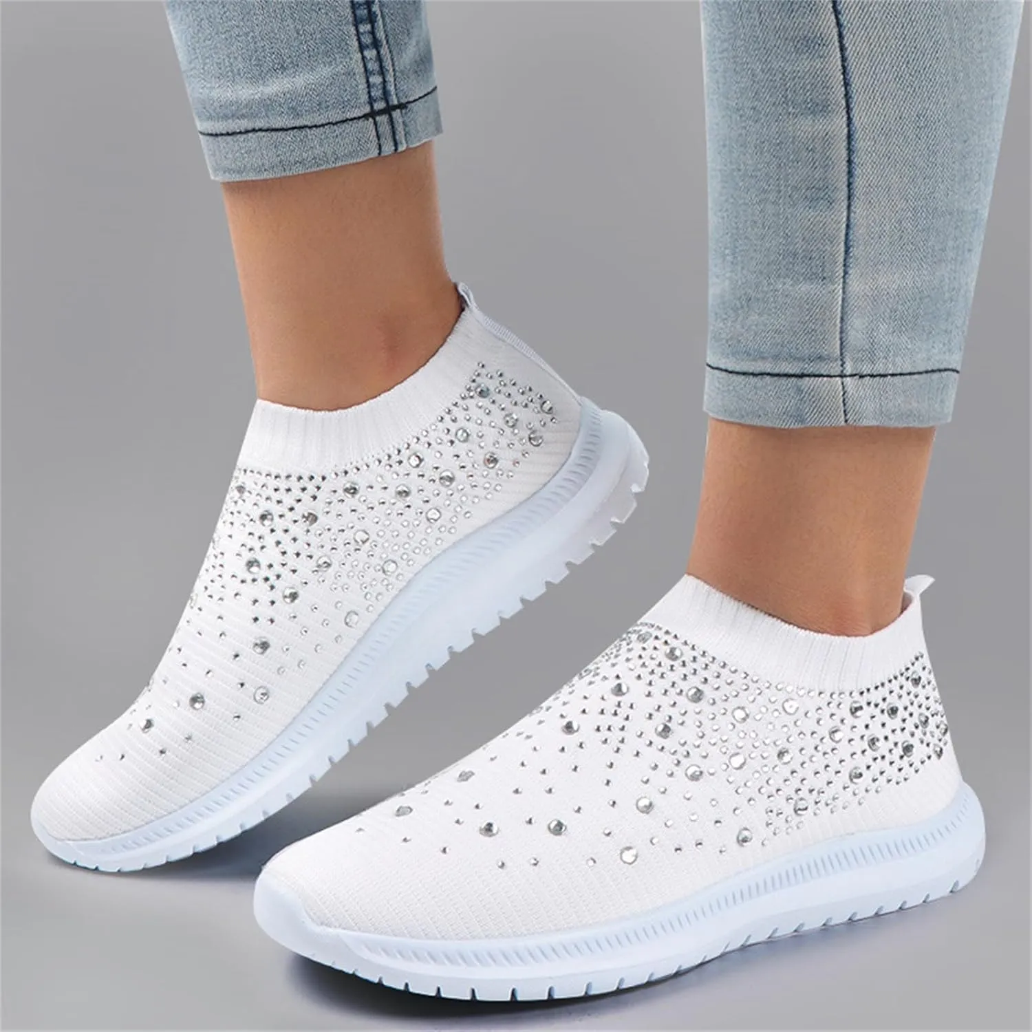 Ladmiple Tennis Shoes Womens Slip Ons Sneakers Walking Running Breathable Lightweight Mesh Gym Non Slip Workout Shoes