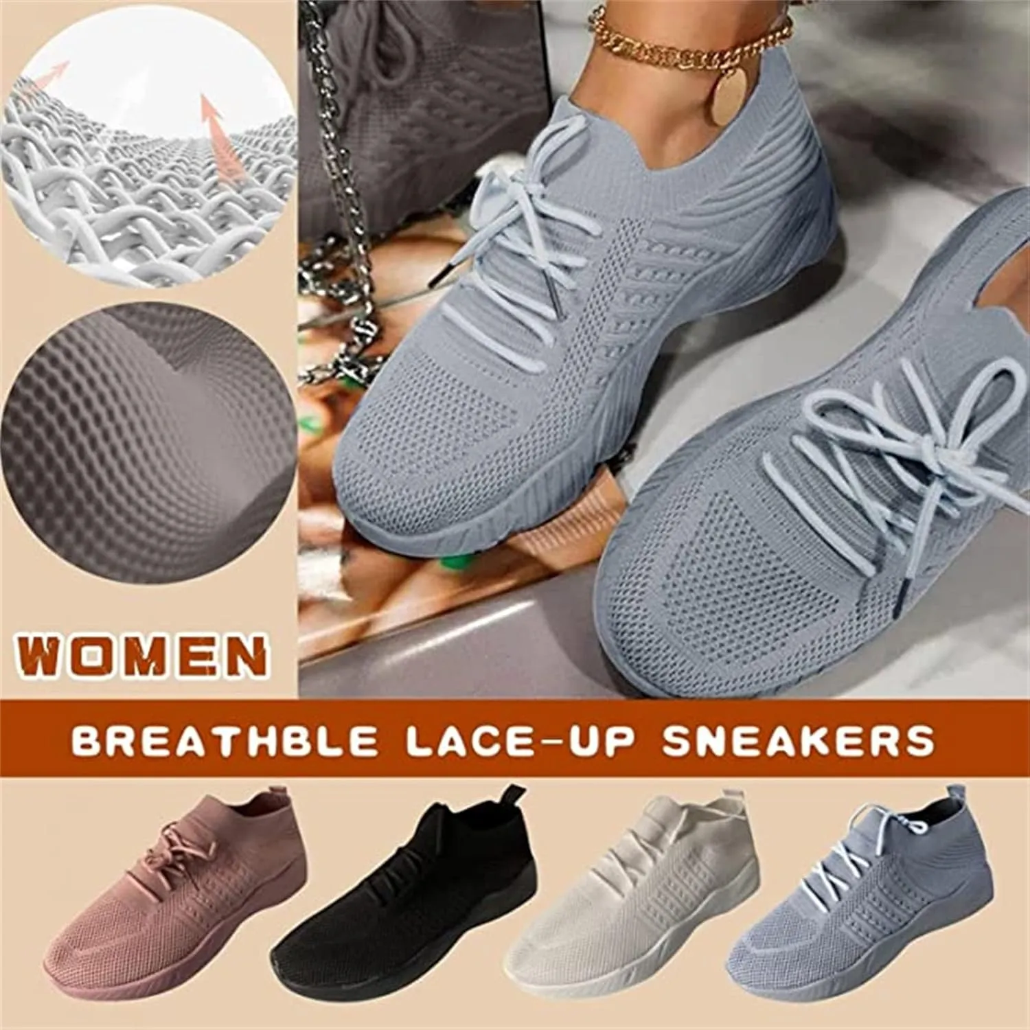 Ladmiple Tennis Shoes Womens Walking Running Slip on Sock Sneakers Lady Mesh Loafers Non Slip Fashion Casual Athletic Shoes