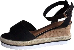 Ladmiple Wedge Sandals for Women Dressy Casual Summer Ankle Strap Open Toe High Heel Slip on Espadrilles Platform Sandal