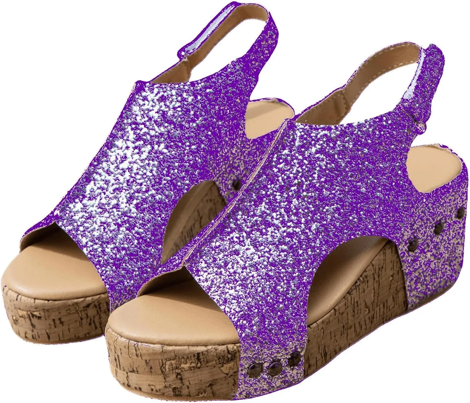 Ladmiple Womens Sandals Comfortable Dressy Wedge Heel Open Toe Ankle Strap Rhinestone Flatform Platform Summer Dress Shoes