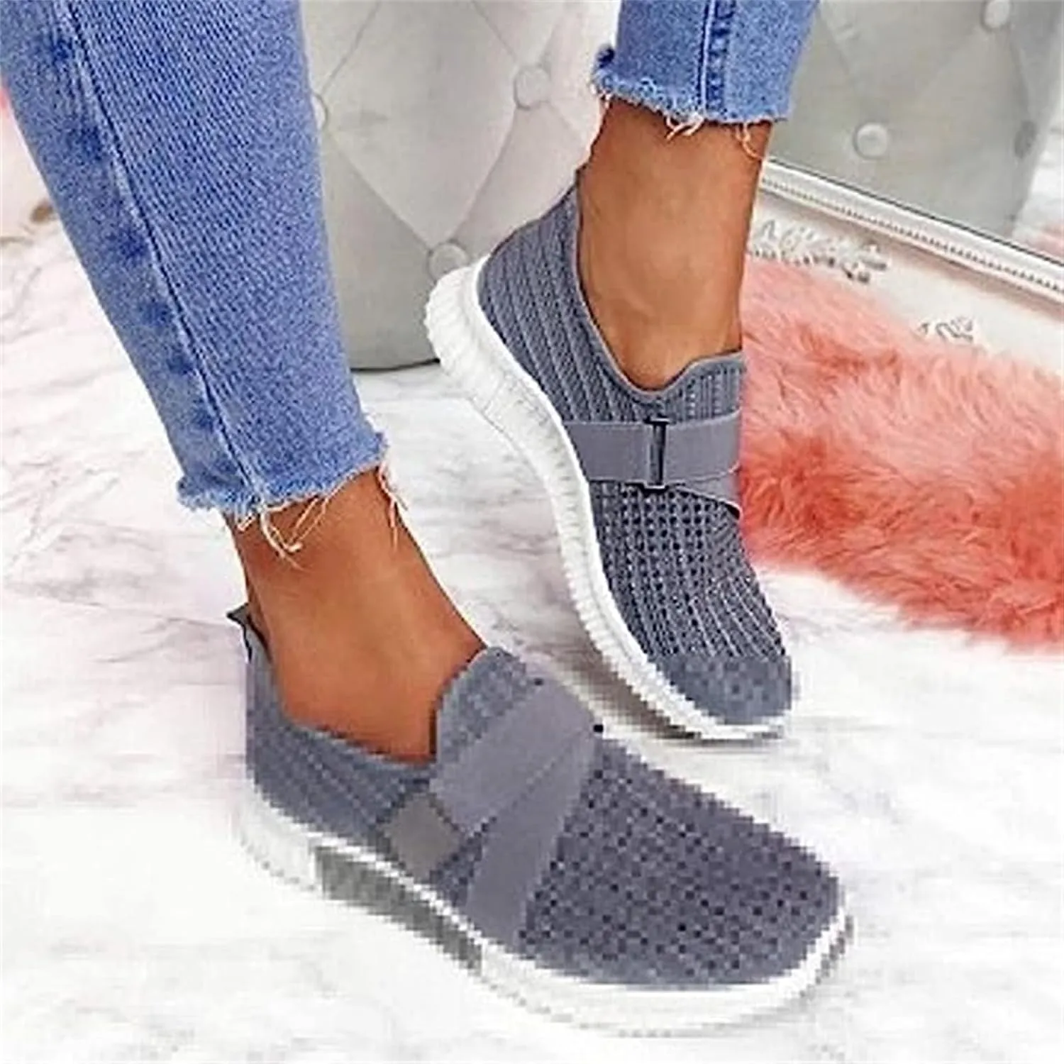 Ladmiple Womens Tennis Shoes Slip on Walking Sock Shoes Comfort Breathable Non-Slip Mesh Casual Fashion Running Sneakers
