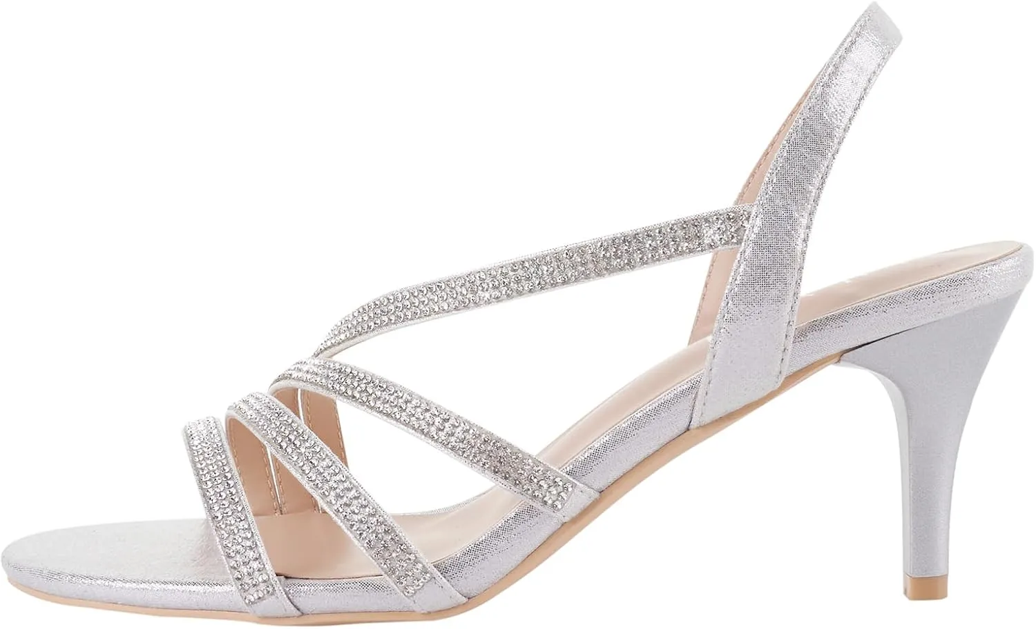 LALA IKAI Women's Strappy Slingback Chunky Heels Open Toe Rhinestones Sandals Fashion Dress Shoes