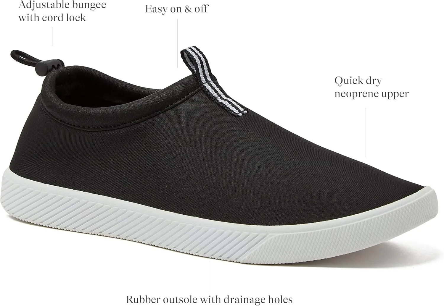 Lands' End Slip On Water Shoes for Women, Quick Dry Neoprene Sport Womens Water Shoes with Drainage Holes for Beach or Pool, Blue or Black Swim Shoes Women, Adult Size 6-11 Aqua Socks