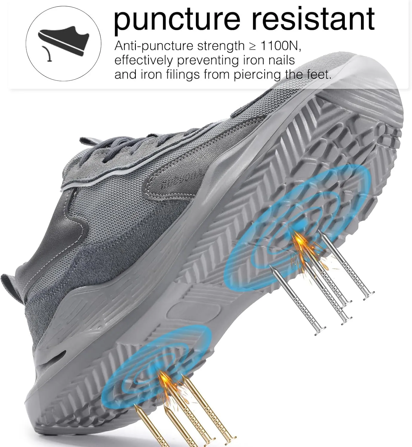LAoutun Steel Toe Shoes for Men Women Comfortable Lightweight Work Safety Shoes for Men Women Puncture Proof Indestructible Sneakers Construction Work Utility Sneakers